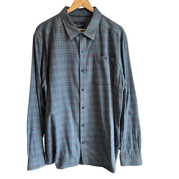 Beach & Barn Casual Long Sleeve Button Down Plaid Shirt Gray Blue - Picture 1 of 10
